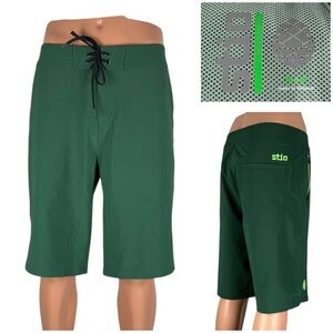 Stio CFS Board Shorts Mens 36 X 19 Swim Hiking Quick Dry Green Polyester EUC